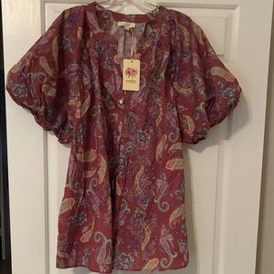 Entro Paisley Blouse - Burgundy and Purple